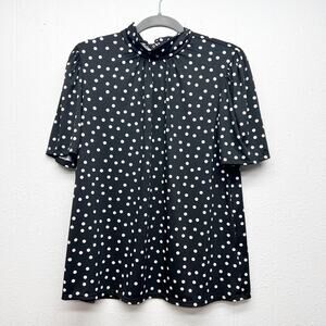Perseption Concept Mock Neck Polka Dot Top Womens XL Party Evening Career Office